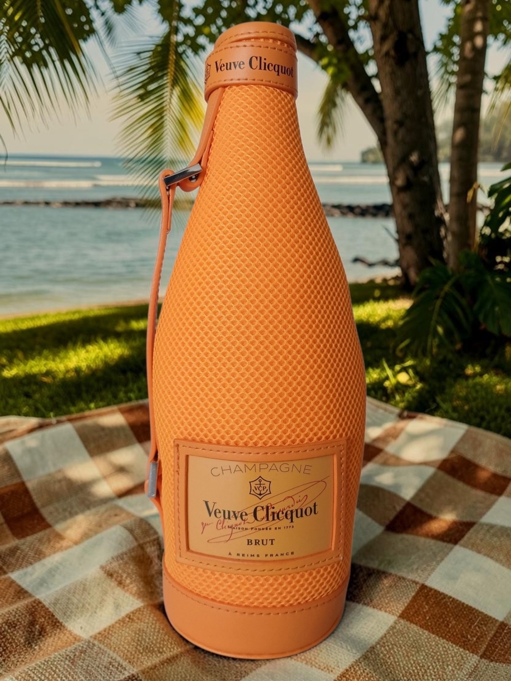 Veuve Clicquot Orange Champagne Bottle Cooler Zippered Ice Jacket
